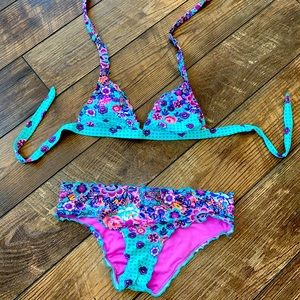 The Bikini Lab Floral Two Piece Halter Bikini
